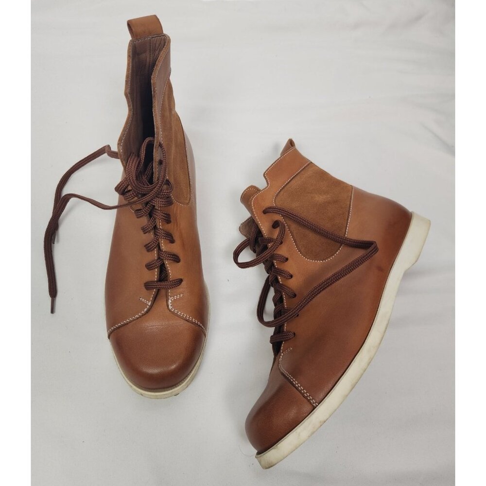 Helm Men's Sz. 38.5 Brown Leather & Suede Dash Sneaker Lace Up Boots